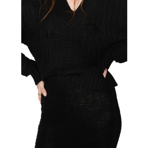 Callahan Revolve "Tony" Chunky Basketweave Knit Midi Skirt Slit NWT L - Picture 3 of 14